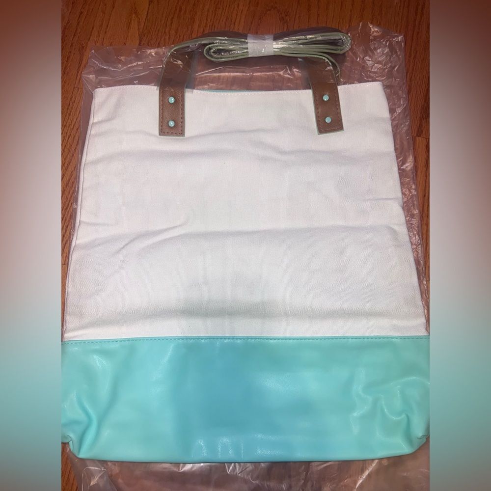 Benefit White and Aqua Tote Bag - Picture 2 of 7